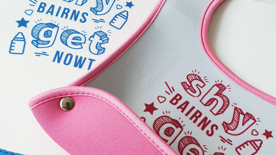 Geordie baby bibs with popular northeast newcastle phrase shy bairns get nowt geordie gifts grainger market
