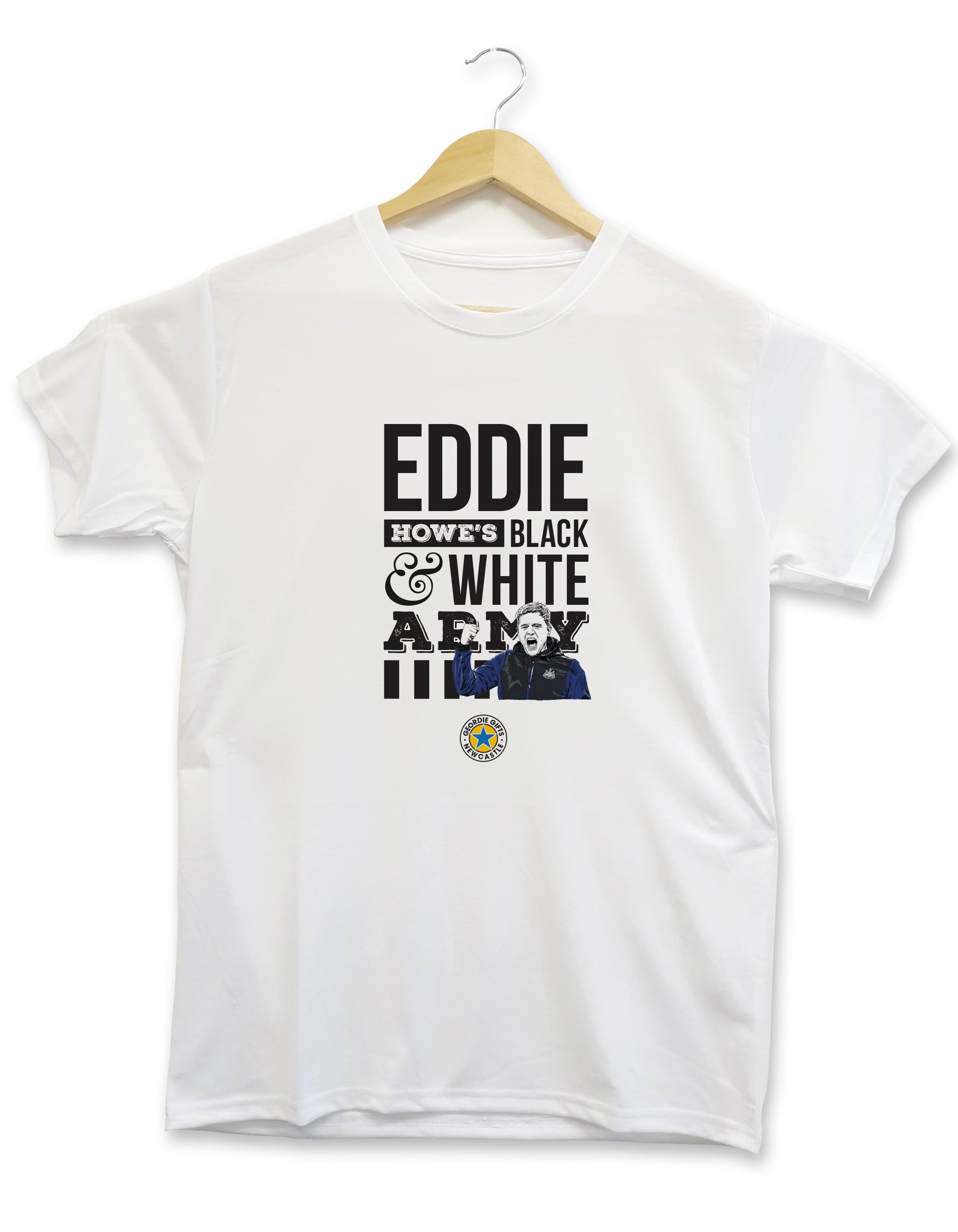 eddie howes black and white army newcastle united t shirt geordie gifts