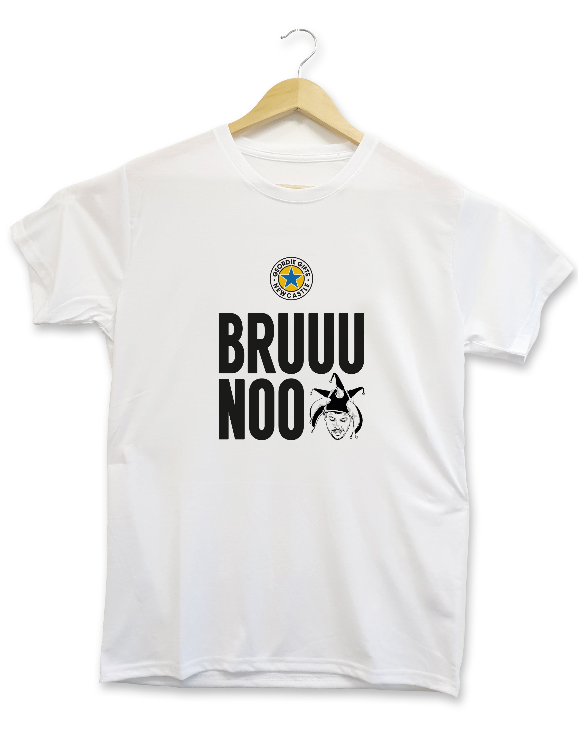 BRUUUNOO Bruno Guimarães NEWCASTLE UNITED FOOTBALL CLUB PLAYER KIT T SHIRT BROWN ALE BADGE GEORDIE GIFTS