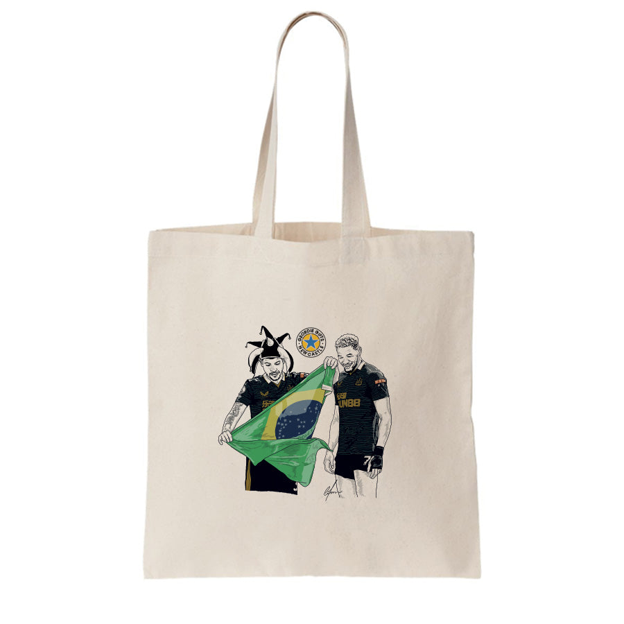 JOE LINTON BRUNO NEWCASTLE UNITED FOOTBALL CLUB MAGIC HAT BRAZIL FLAG NORWICH CELEBRATION NUFC BAG FOR LIFE TOTE BAG MERCHANDISE DESIGNED BY GEORDIE GIFTS