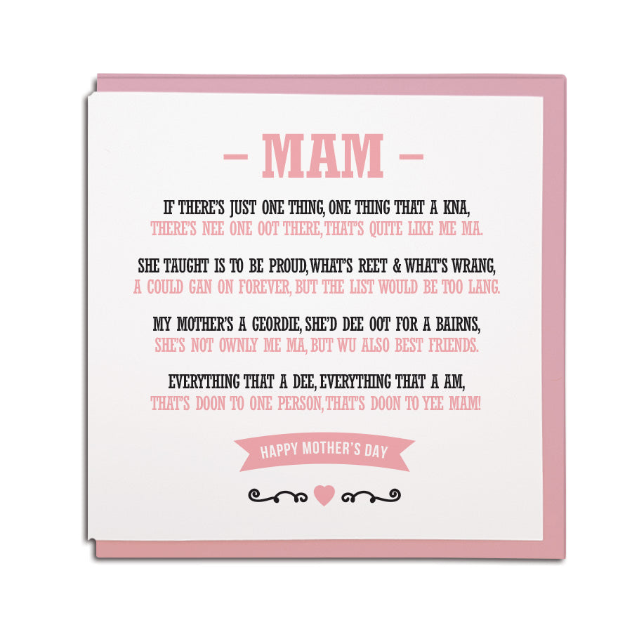 geordie mam poem newcastle mother's day card