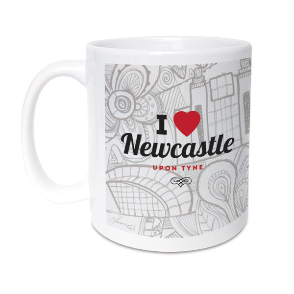 i love newcastle upon tyne northeast landmarks geordie gifts mug. Tyne bridge, grey's monument, sage, baltic