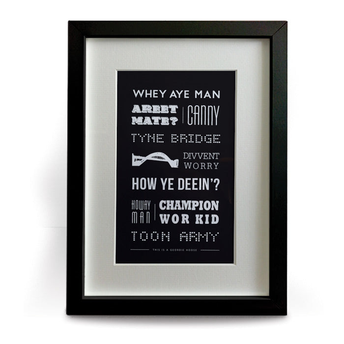 popular geordie phrases and newcastle sayings gifts for geordies framed print