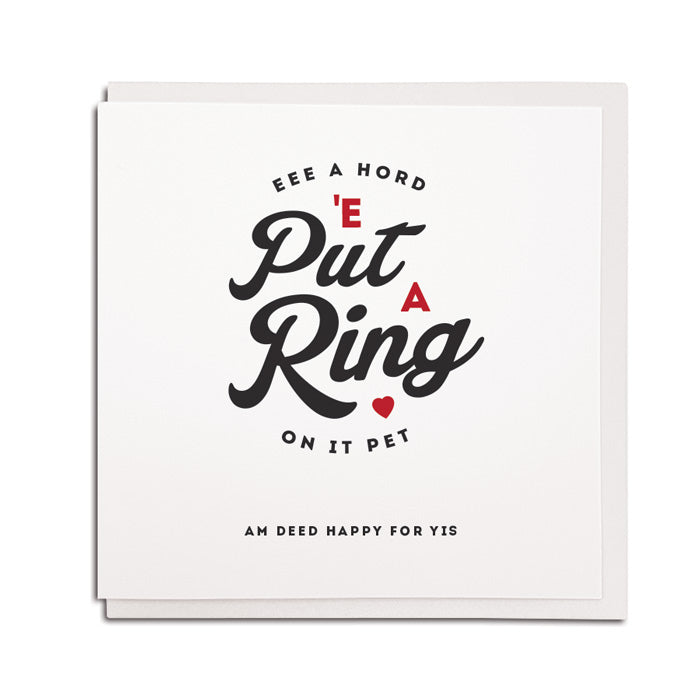 put a ring on it funny geordie engagement card
