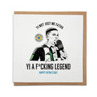 Geordie Gifts Father’s Day card featuring Bruno Guimarães illustration with the quote “Yi a f*cking legend” – perfect for Newcastle United fans.