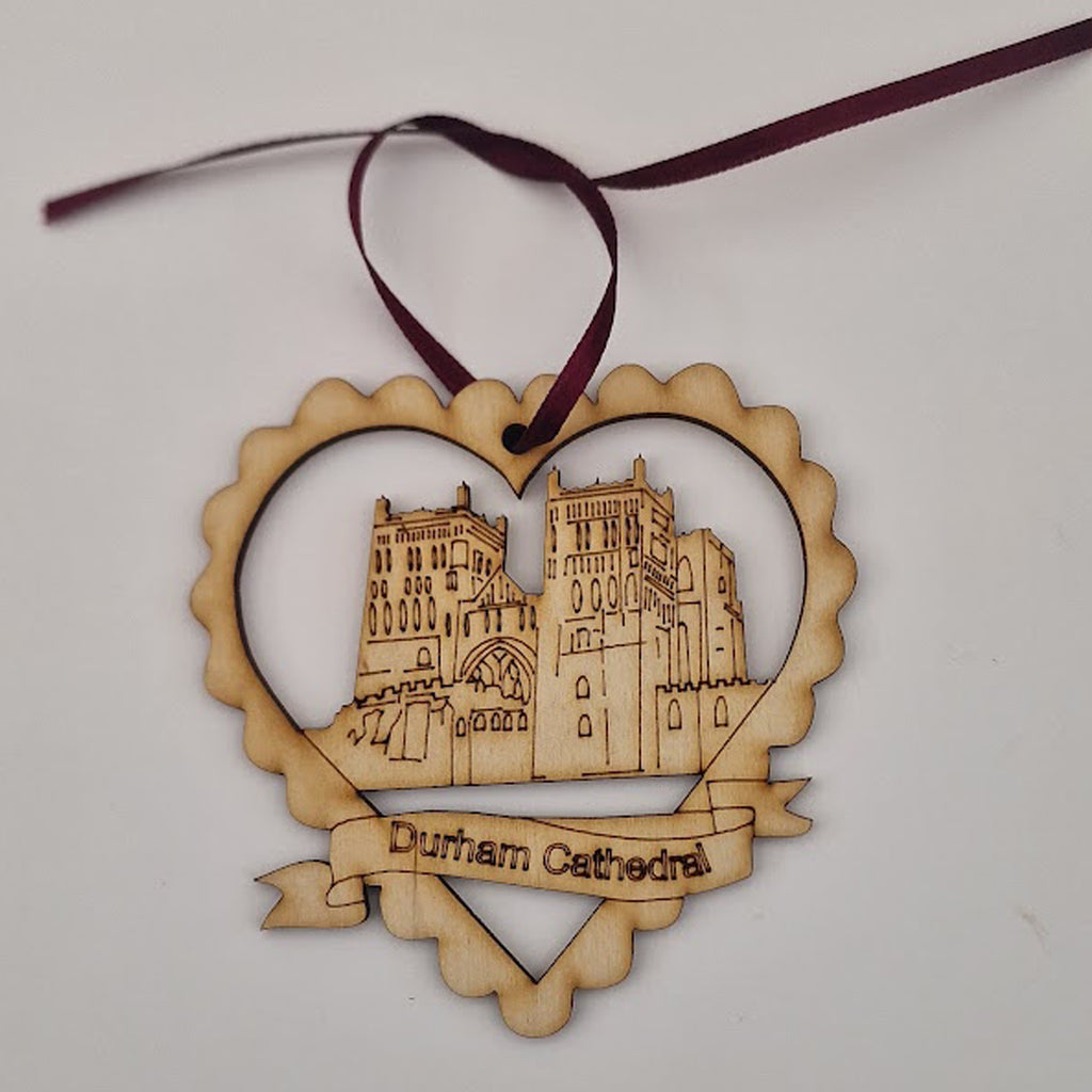 DURHAM CATHEDRAL WOODEN CHRISTMAS TREE BAUBLE DECORATION GEORDIE GIFTS 