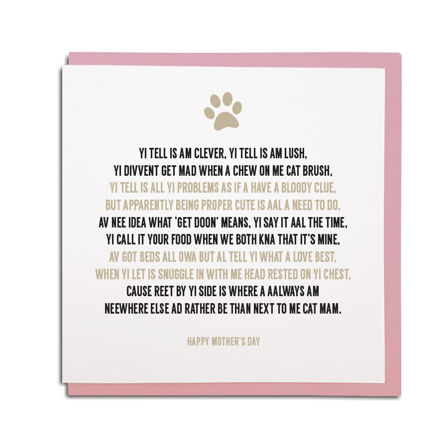 Show your cat mam a bit of Geordie love this Mother's Day with a card that speaks her language. Perfect for the dog mam who deserves a laugh and a hug!