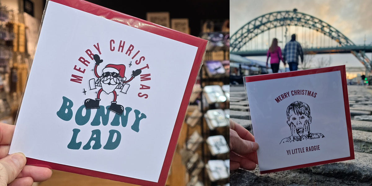 geordie gifts christmas card with newcastle phrases and north east dialect