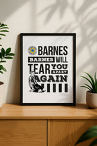 harvey barnes newcastle united football club fan chant to joy division, barnes, barnes will tear you apart, again. Illustration of his knee slide after scoring last minute winner against leeds. Designed by geordie gifts