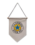 "It's Coming Hyem Pet" flag featuring Newcastle United and England football theme, ideal for Geordie fans and Toon Army supporters. euros 2024 decoration designed by geordie gifts