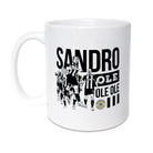 Sandro Tonali Ole Ole Ole mug from Geordie Gifts featuring a hand-drawn Newcastle United fan chant design in black and white.