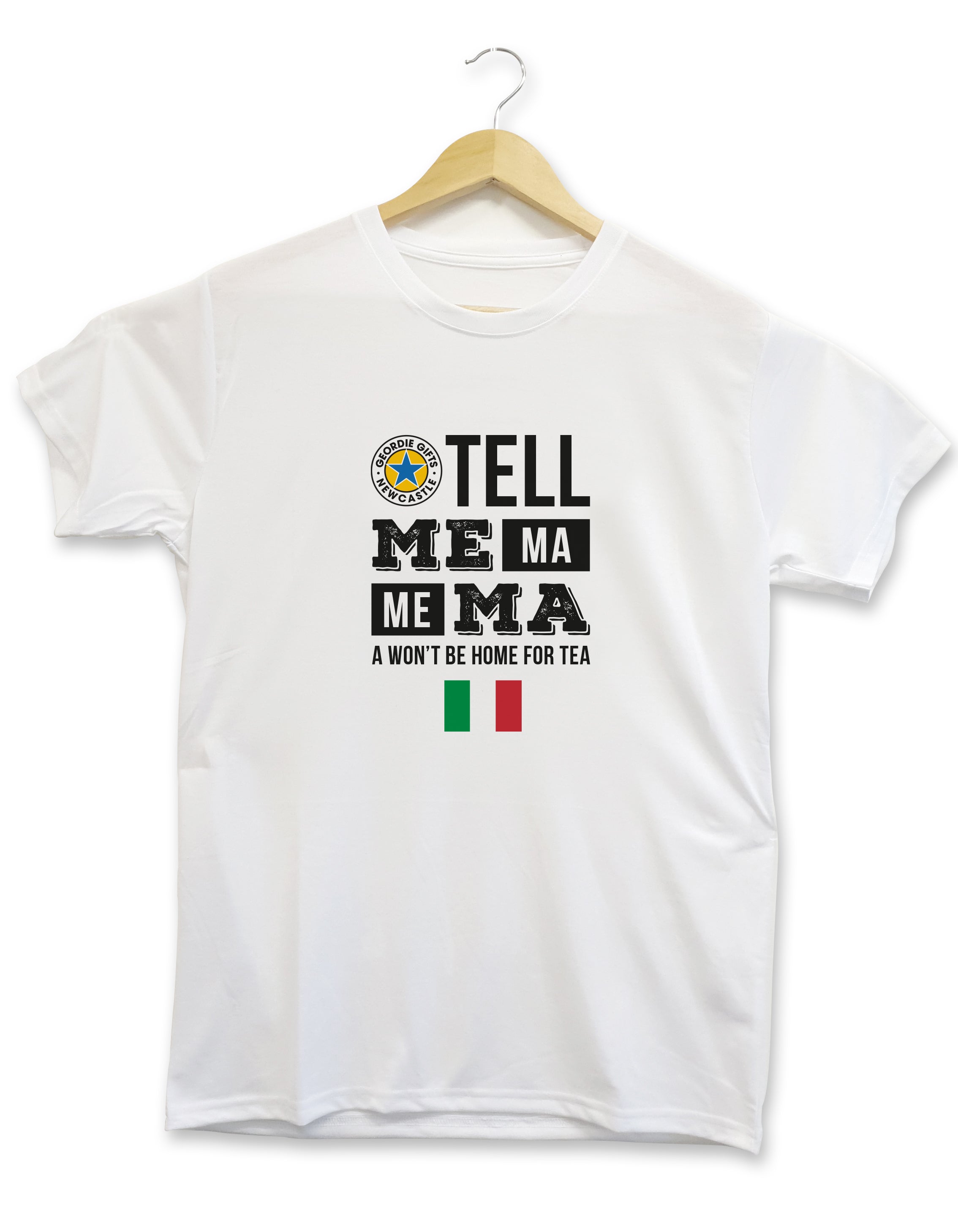 tell me ma wont be home for tea am gannin to italy geordie gifts newcastle united football club champions league top kit shirt