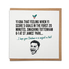 Christmas card from Geordie Gifts with illustration of Jacob Murphy, text celebrating Newcastle's 6-1 win over Spurs.