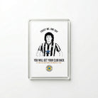Clear acrylic Kevin Keegan "Trust me, one day you will get your club back" Newcastle United quote fridge magnet by Geordie Gifts on a white background.