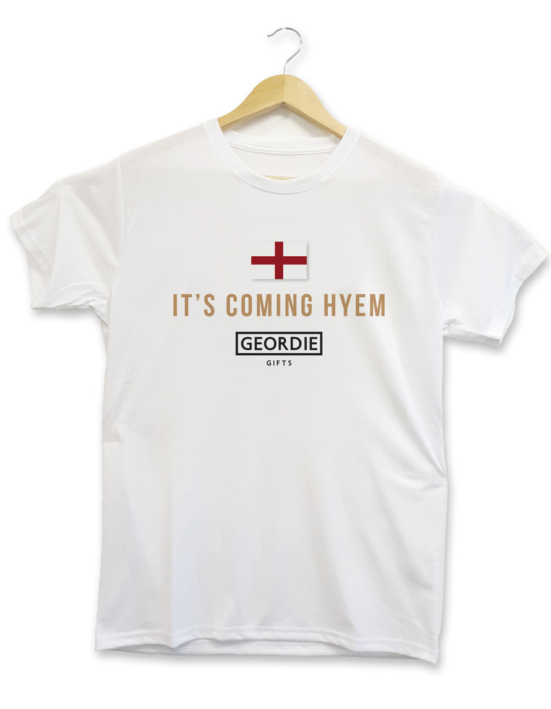 it's coming hyem (home) Geordie, Newcastle & England football top, t - shirt for euro 2020 supporters
