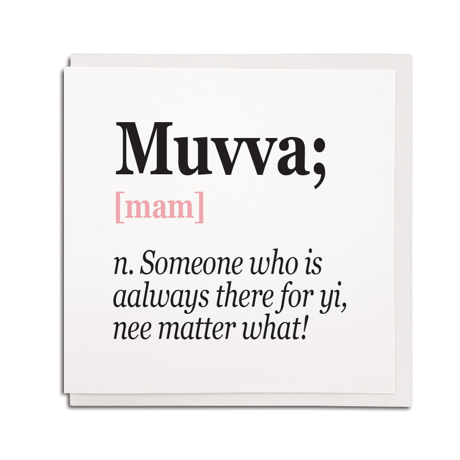 Muvva noun meaning of Mam geordie newcastle mother card for birthday