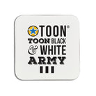 Unique Geordie Gifts Coaster, Newcastle United themed, designed & made in Newcastle.  Coaster reads: Toon toon black & white army.