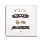 Newcastle & geordie themed greeting card. Designed & made in the Northeast by Geordie Gifts. Card reads: with love on the bairns christening day