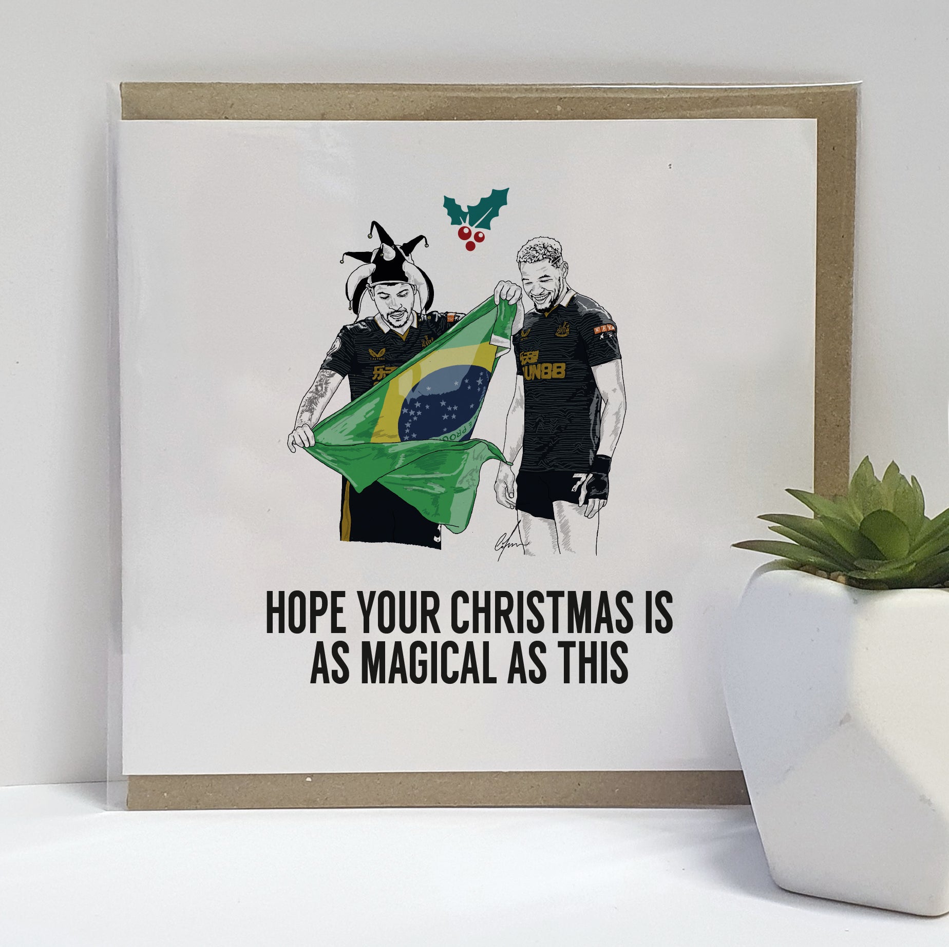 bruno joelinton newcastle united football club geordie gifts christmas card