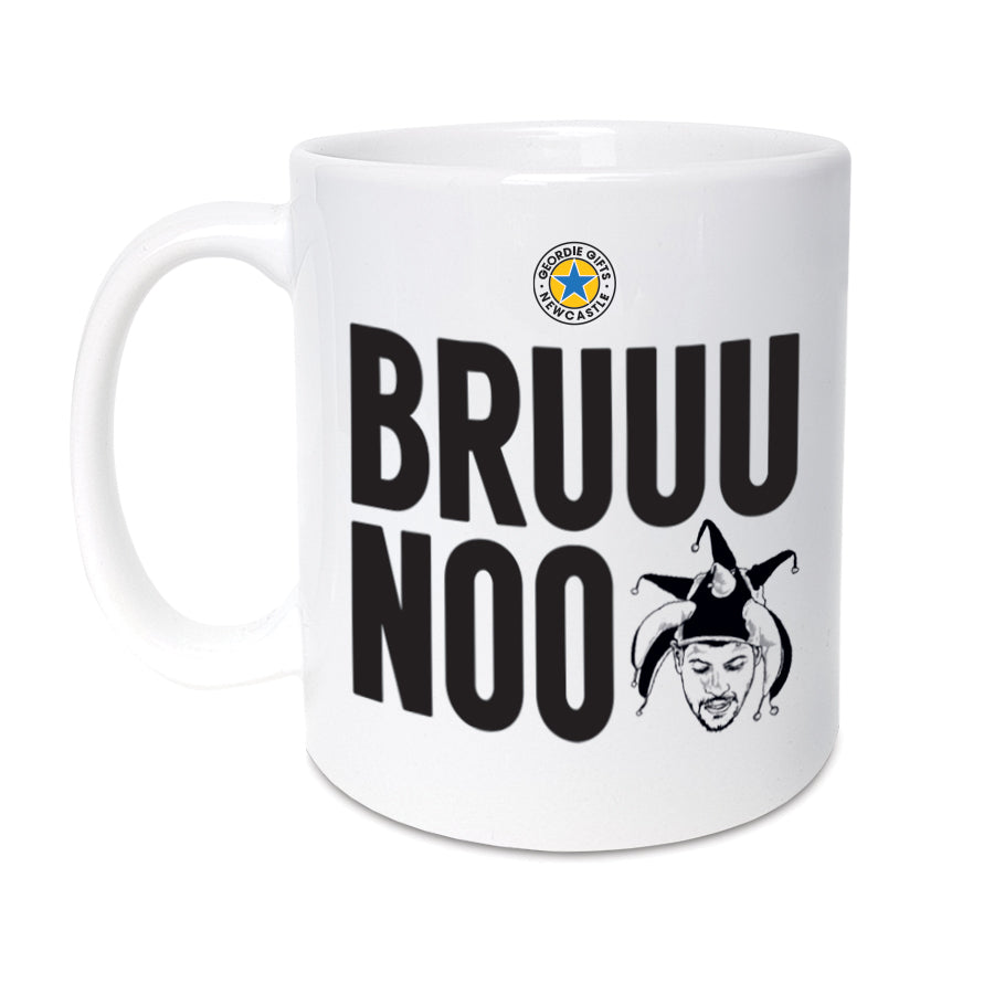 'Bruuunoo' Displaying a hand drawn illustration of Newcastle United fan favourite Bruno Guimarães celebrating wearing his 'magic hat' against Norwich City.  nufc football chant design by geordie gifts