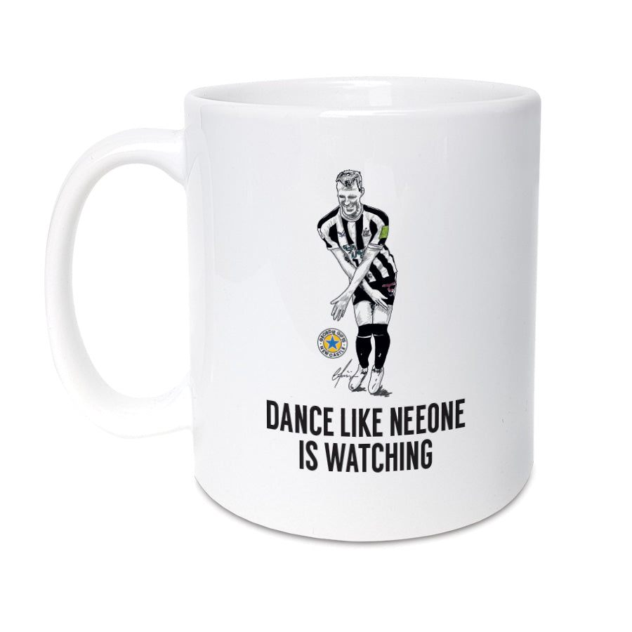 dan burn newcastle united football club goal celebration dance like neeone is watching coffee mug designed by geordie gifts
