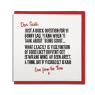 Dear santa letter from the toon funny geordie accent newcastle christmas card made by geordie gifts, a gift shop inside the grainger market