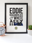 eddie howe's black and white army newcastle united football club nufc poster illustration geordie gifts brown ale badge