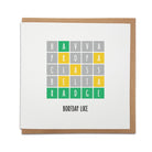 funny wordle themed birthday card but in Geordie. using newcastlke accent and popular slang phrases. Card reads havva propa class belta radge borfday like.