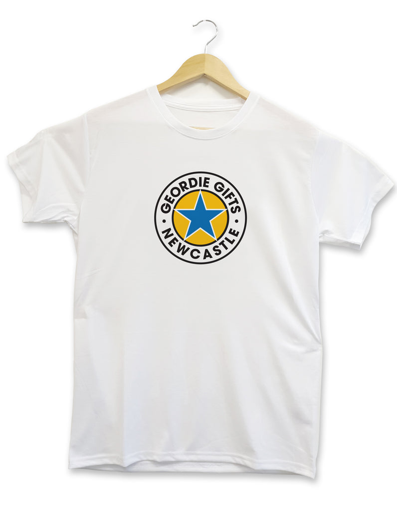 geordie gifts newcastle logo custom handmade t-shirt brown ale logo inspired design made in the north east clothing merch