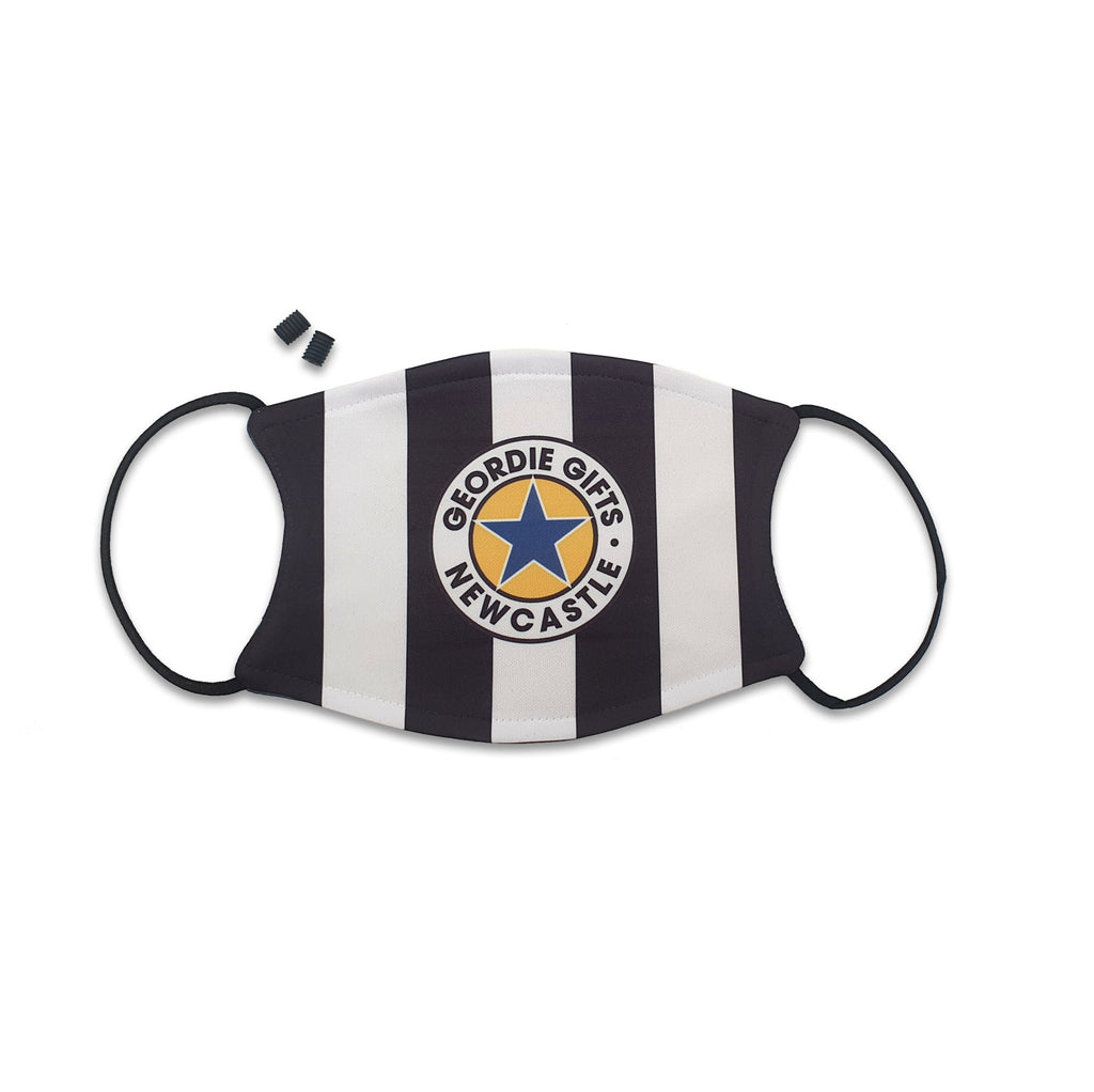 newcastle united football face mask Mask reads: Geordie Gifts - Newcastle (Featuring the famous blue star inspired by the Brown ale logo)