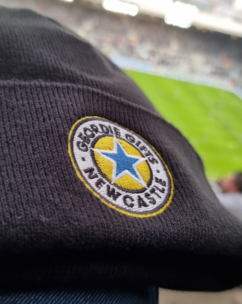 newcastle united themed football beanie hat geordie gifts brown ale badge headwear