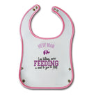 Hew man less talking more feeding a need to gan to sleep. Funny geordie baby bib pink girl (bairn) newcastle popular phrases