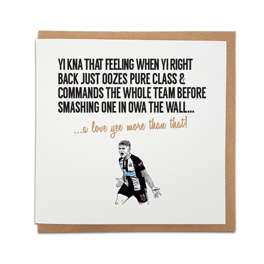 kieran trippier over the wall funny newcastle united card by geordie gifts nufc toon army fan magpies birthday present