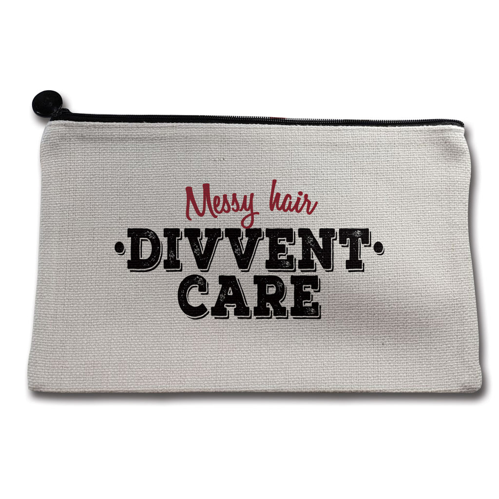 messy hair divvent care. Funny geordie makeup bag. High quality canvas grab pouch