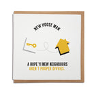 geordie accent new house, moving home card which reads:new-hoose-man-a-hope-your-neighbours-arent-proper-divvies. Handmade in Newcastle