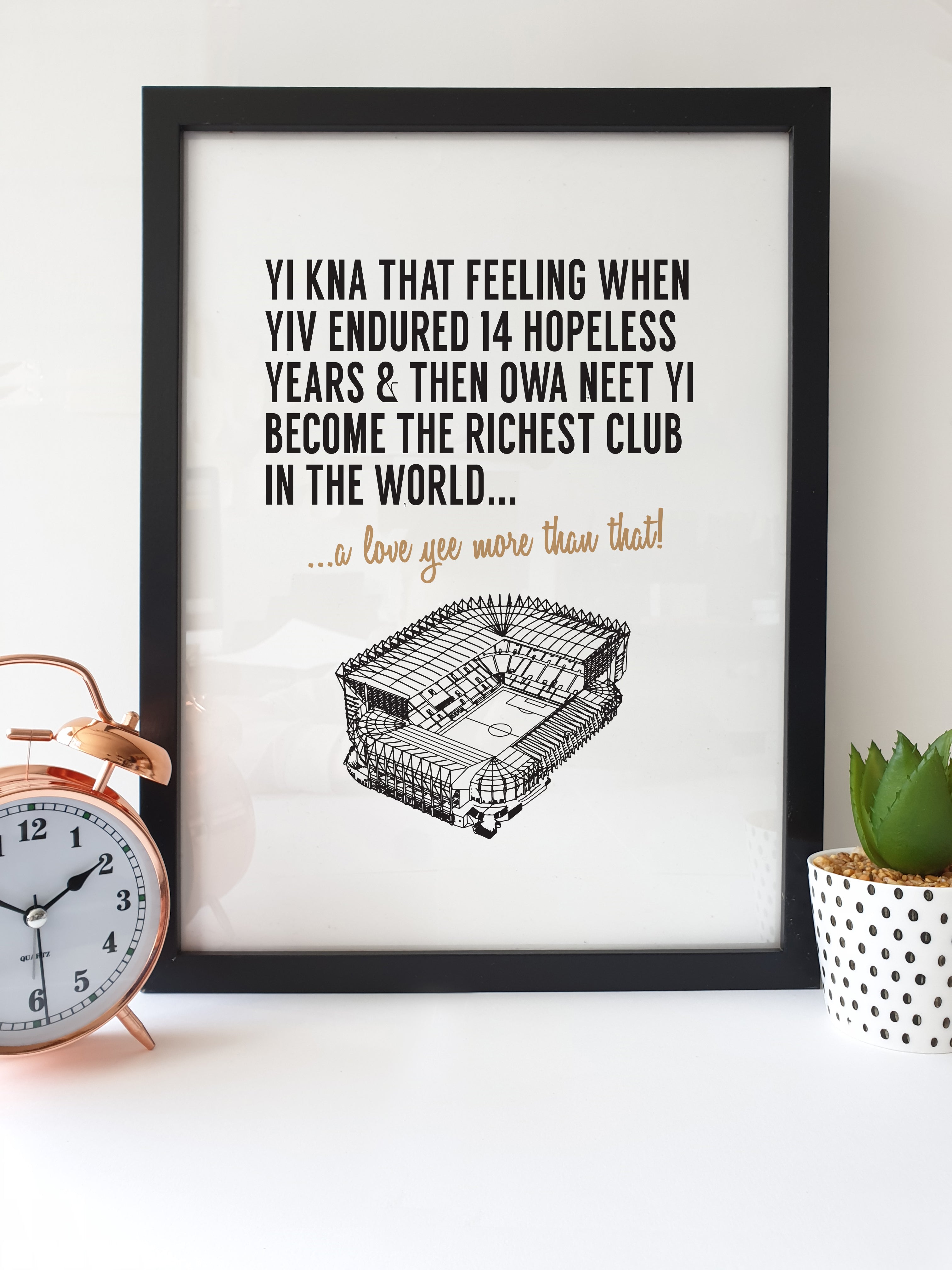 newcastle united football club takeover celebration gift richest team in the world designed and made by geordie gifts