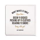 nowt makes is smile more than deein yi dishes, picking up yi clothes, hearing yi snore, living with yee. Happy anniversary funny geordie cards newcastle gift shop