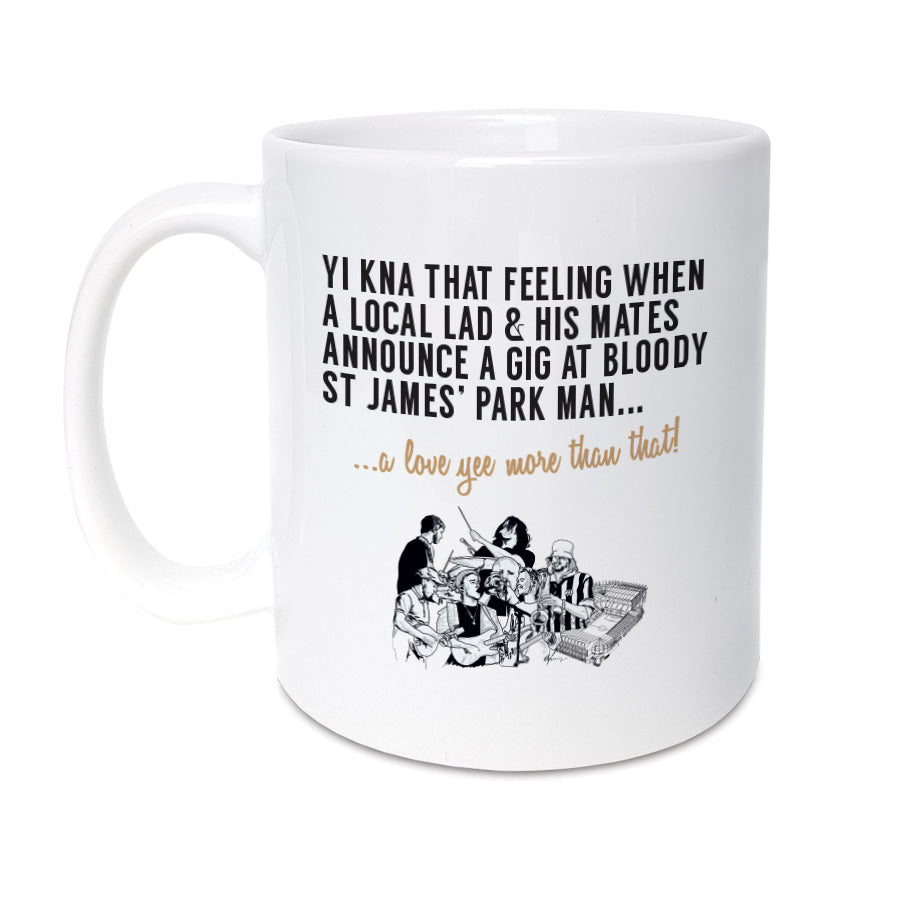 local lad sam fender themed geordie gifts coffee cup mug merchandise for st james' park newcastle united stadium gig 
