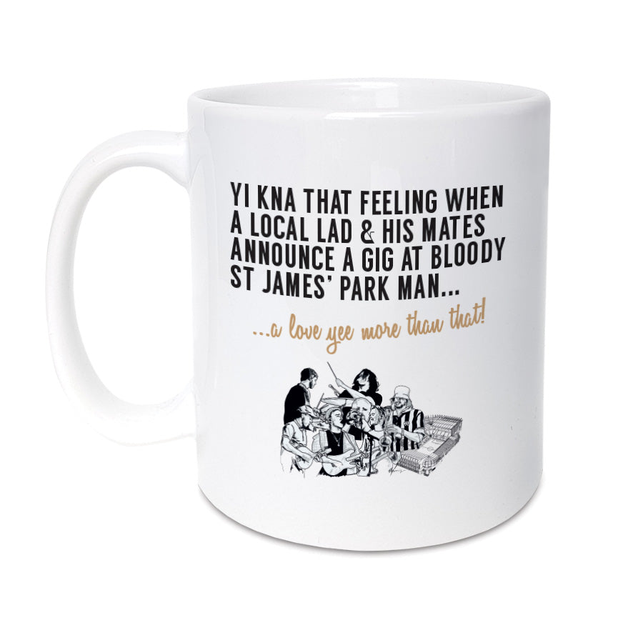 sam fender band st james park 2023 nrwcastle united football club stadium gig show on a geordie gifts coffe cup mug]