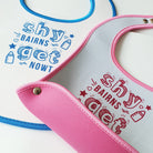 shy bairns get nowt geordie baby bibs with food catcher. Easy wash & wipe newcastle gifts shop