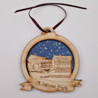 st james park at night snow newcastle united football club stadium christmas tree decoration bauble 