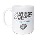 High Quality 11oz mug designed & made here, in Newcastle.   Mug reads: Yi kna that feeling when the ball hits the back of the net & St James' Park gans mental... a love yee more that that! Happy Fatha's Day.