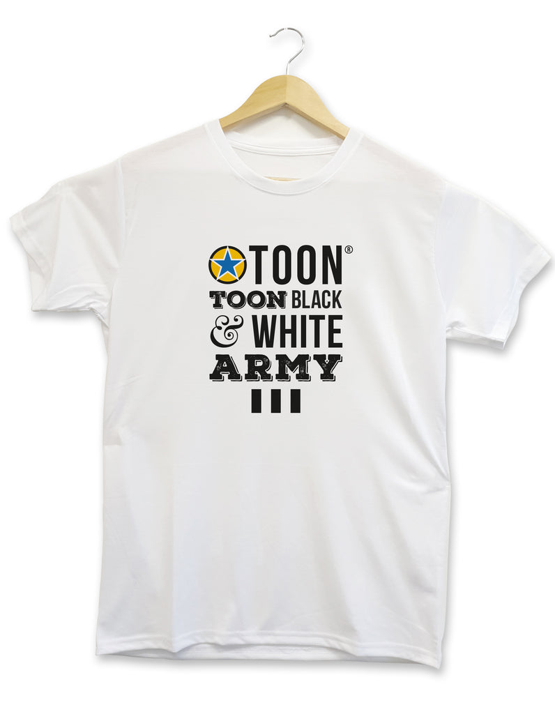 toon toon black and white army newcastle united football shirt alternative nufc kit t shirt for a supporter made by geordie gifts merch