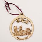 tynemouth priory geordie christmas tree wooden decoration bauble made by geordie gifts